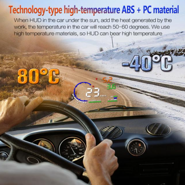 Hiển thị tốc độ trên kính lái HUD A8 - Màn hình: 5.5 inch - Hiển thị 13 thông số