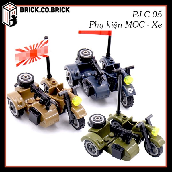 Phụ kiện MOC Army Xe Motor 3 bánh Nhật Đức Đồ Chơi Lắp Ráp Minifig Non Lego Mô Hình Sáng Tạo Trang Trí Quân Đội PJ-C-05
