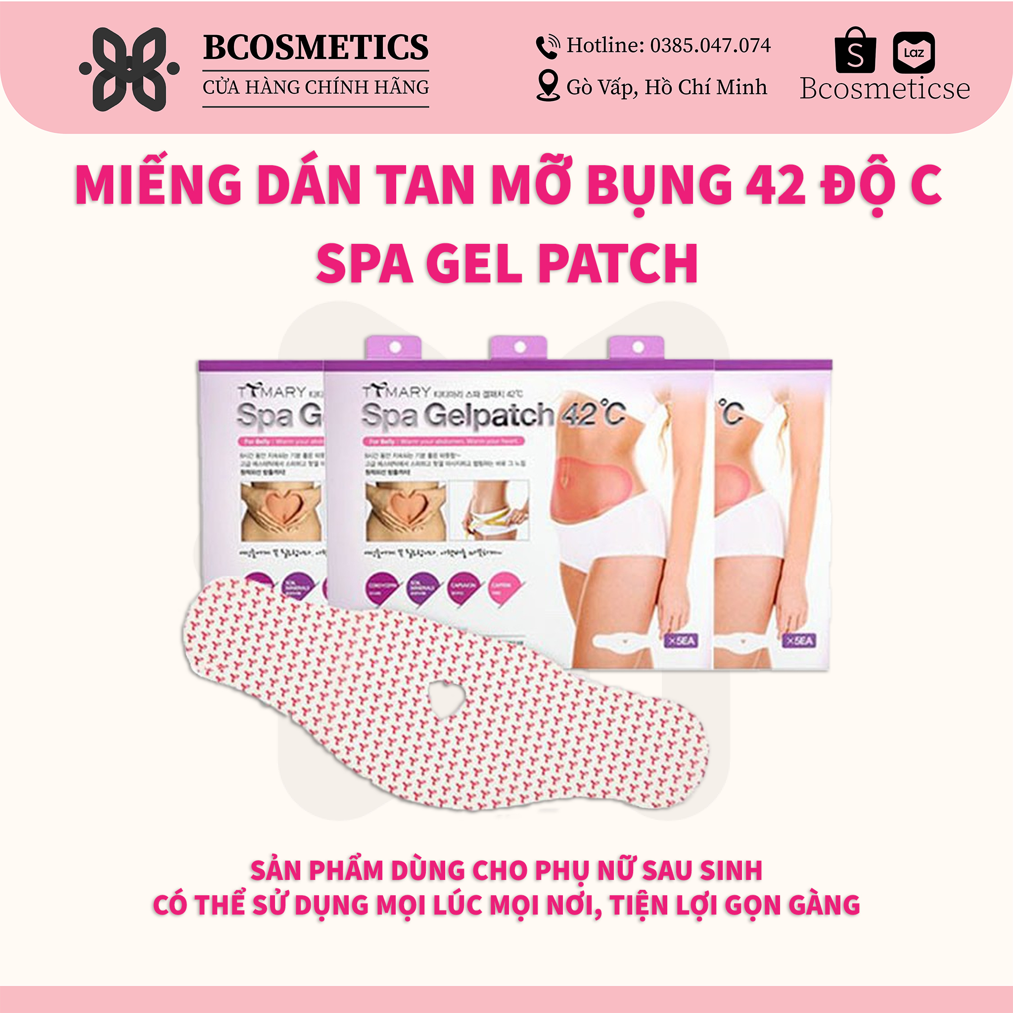 Miếng Dán Tan Mỡ Bụng 42 Độ C Spa Gel Patch