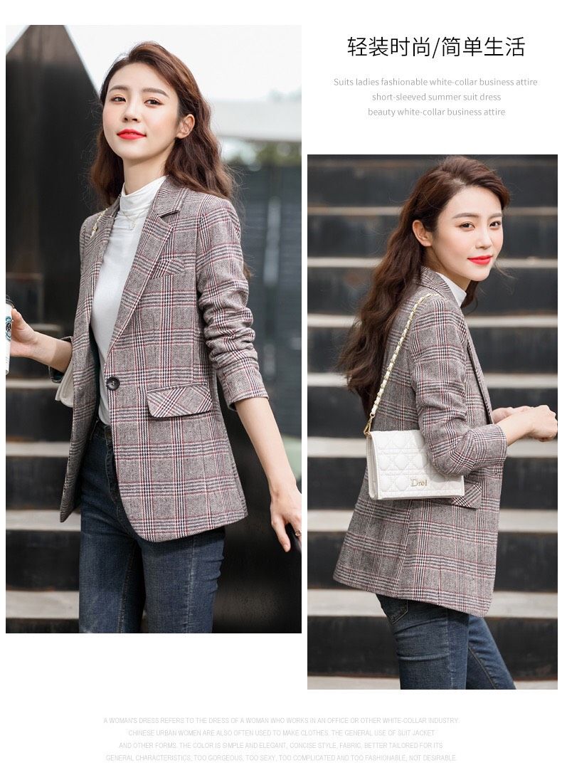 Áo khoác vest nữ sọc caro cao cấp