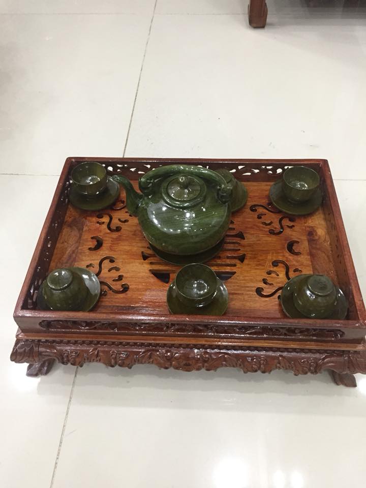 [HCM]Bộ bình trà gỗ đổi màu gồm 1 bình 6 tách và đĩa