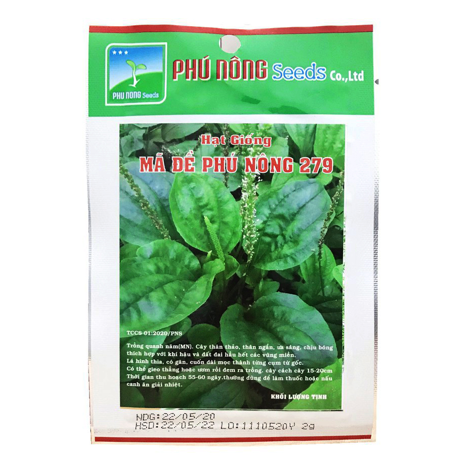 Giống Rau Mã Đề Cây Dược Liệu - Gói 2gr - PhuNongSeeds - Hạt Giống Rau Củ Quả Nảy Mầm Nhanh Sinh Trưởng Mạnh - VTNN Nông Điền Trang