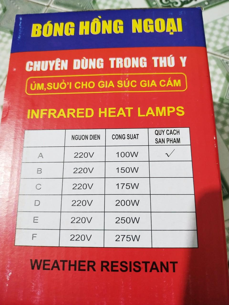 Bóng đèn Hồng ngoại sưởi ấm 100W