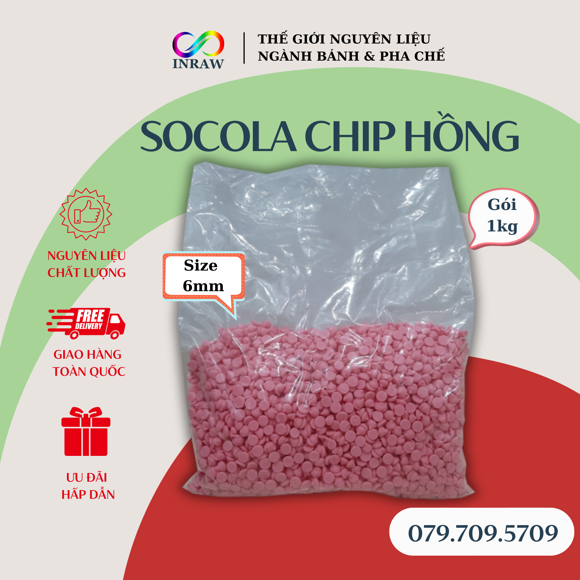 Socola Chip Hồng Dâu Colatta Bịch 1kg