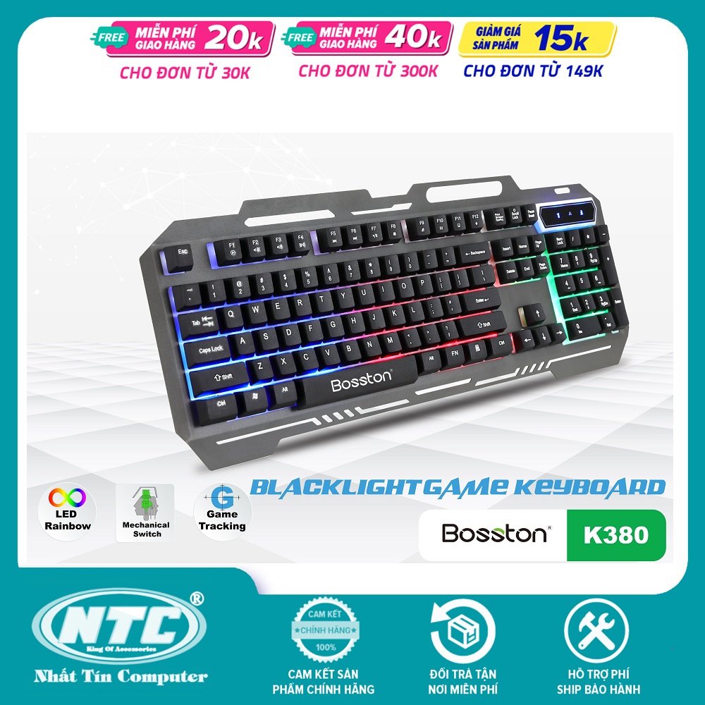 Bàn phím giả cơ chuyên game Bosston K380 Led đa màu