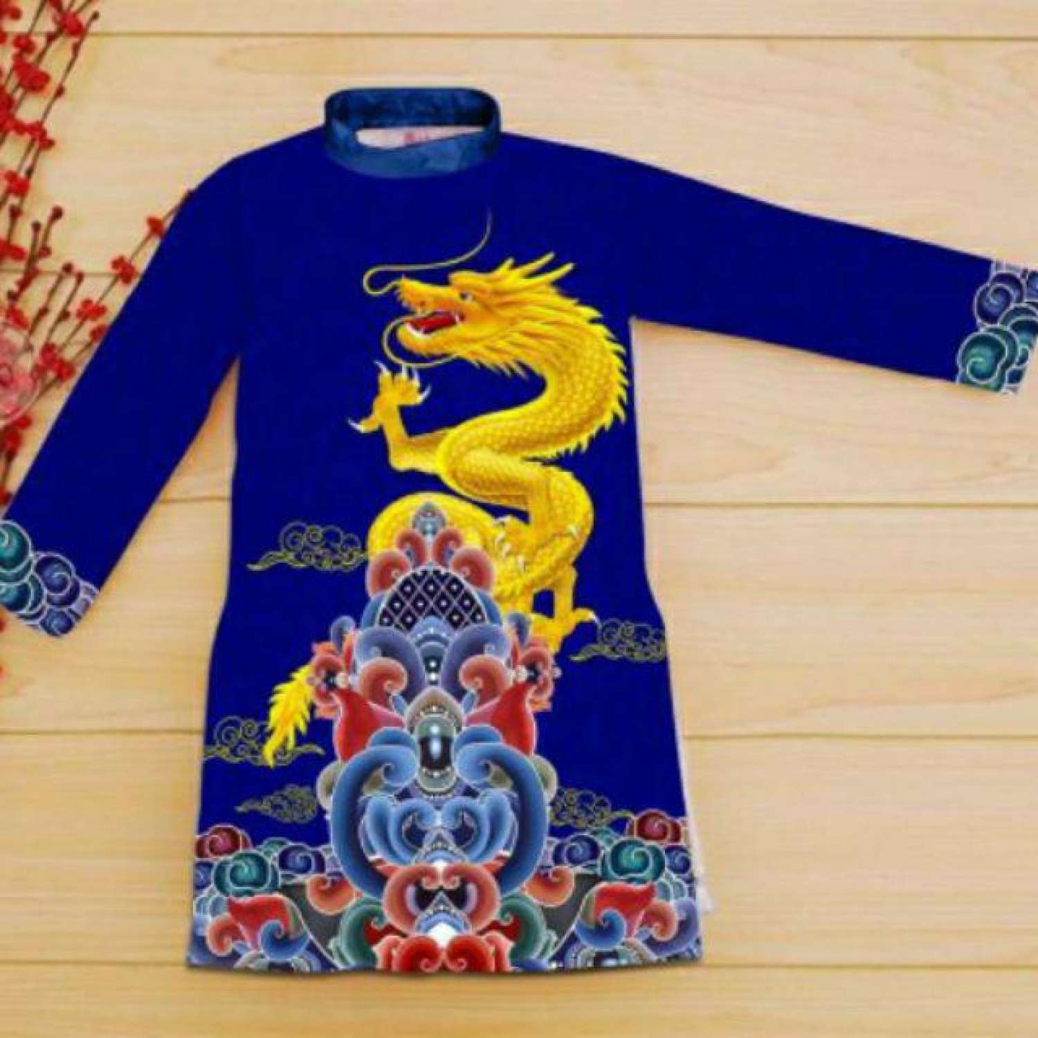 Áo dài gấm bé trai