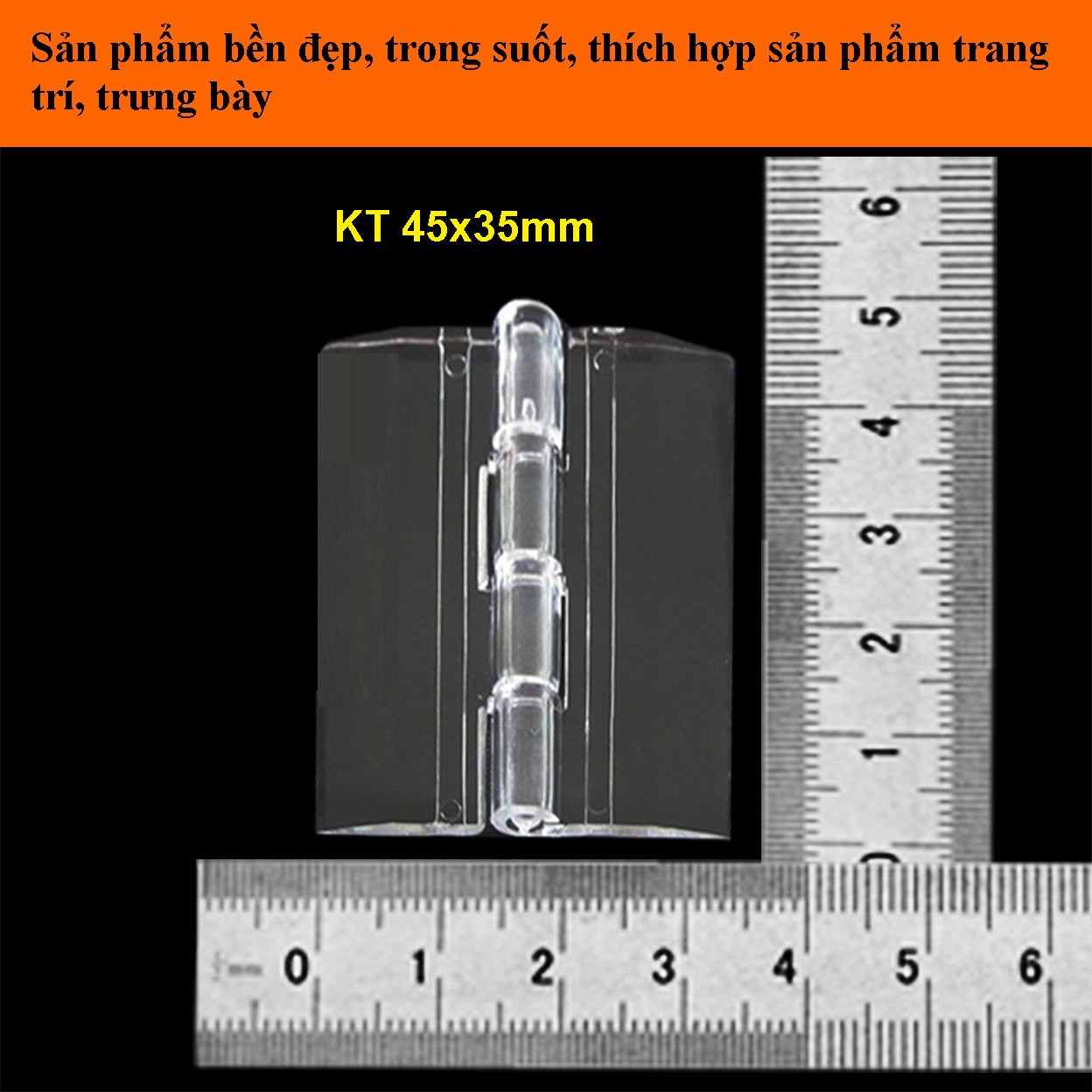 Bản lề mica trong suốt, KT 45x35mm (bộ 4 chiếc)
