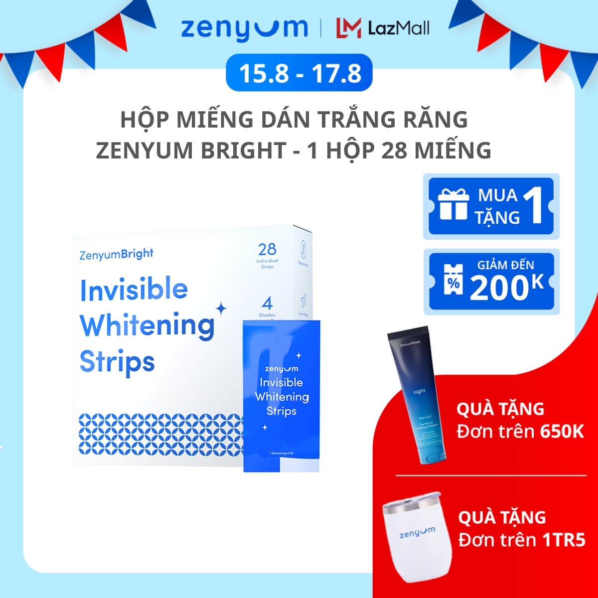Miếng dán trắng răng ZenyumBright - Hộp 28 miếng lẻ