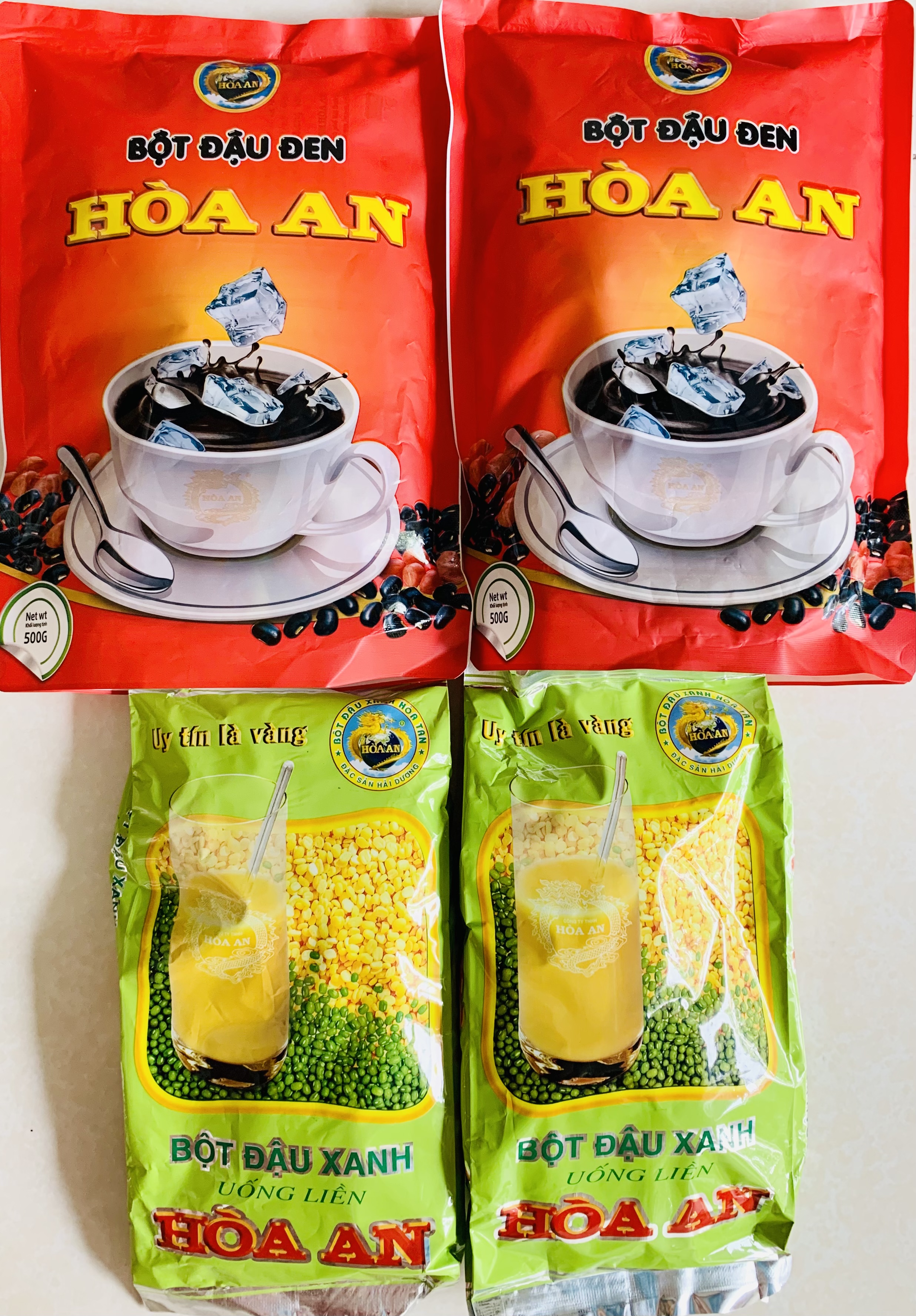 2 gói Bột đậu xanh + 2 gói Bột đậu đen