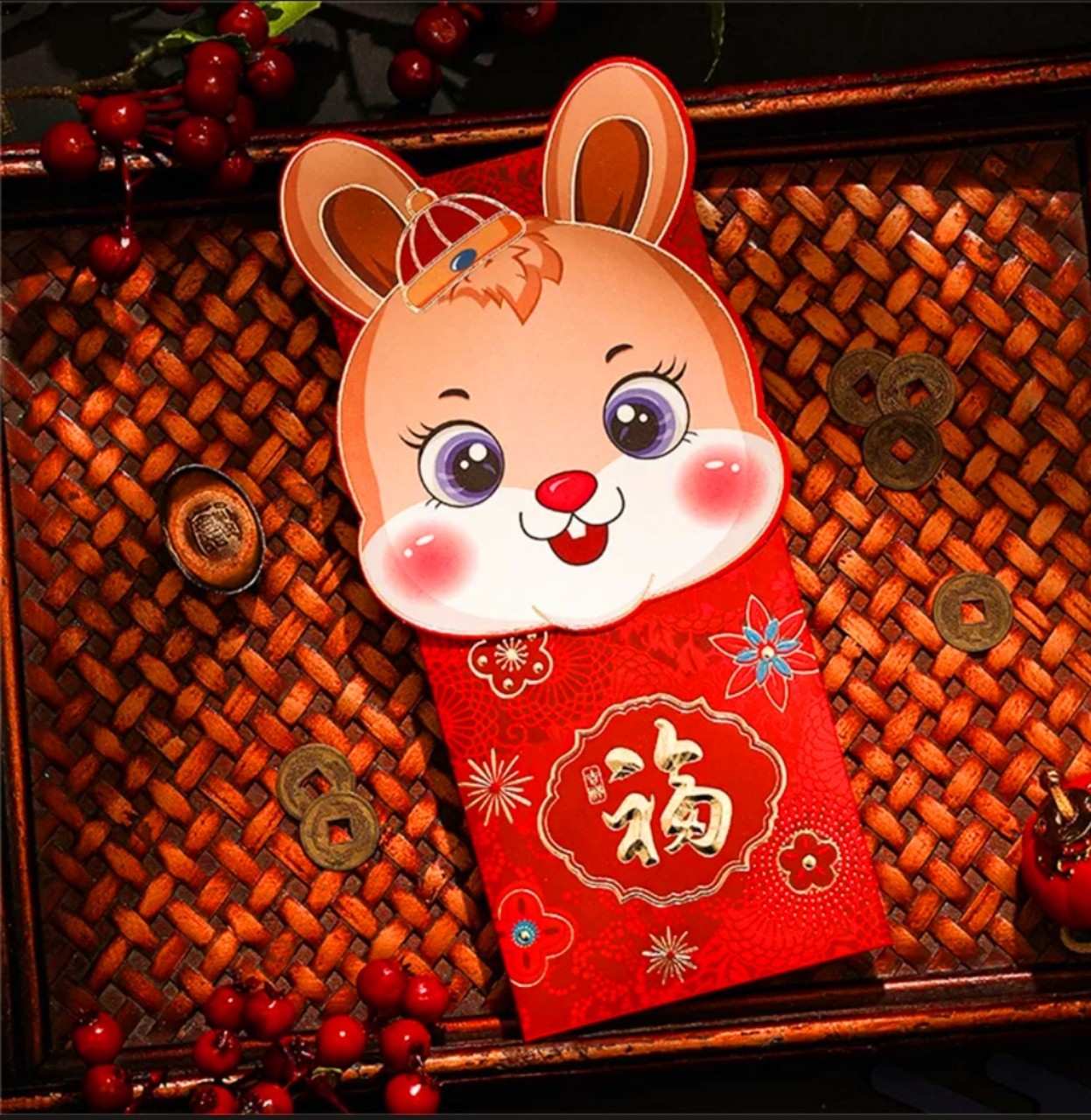 [GÓC DECOR] SET 4 BAO LÌ XÌ THỎ CHIBI CUTE