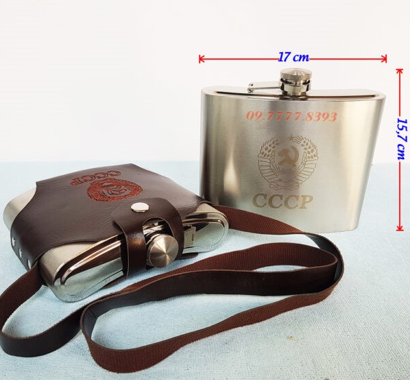 Bình Đựng Rượu Và Nước Inox Hip Flask CCCP 32oz 1L.