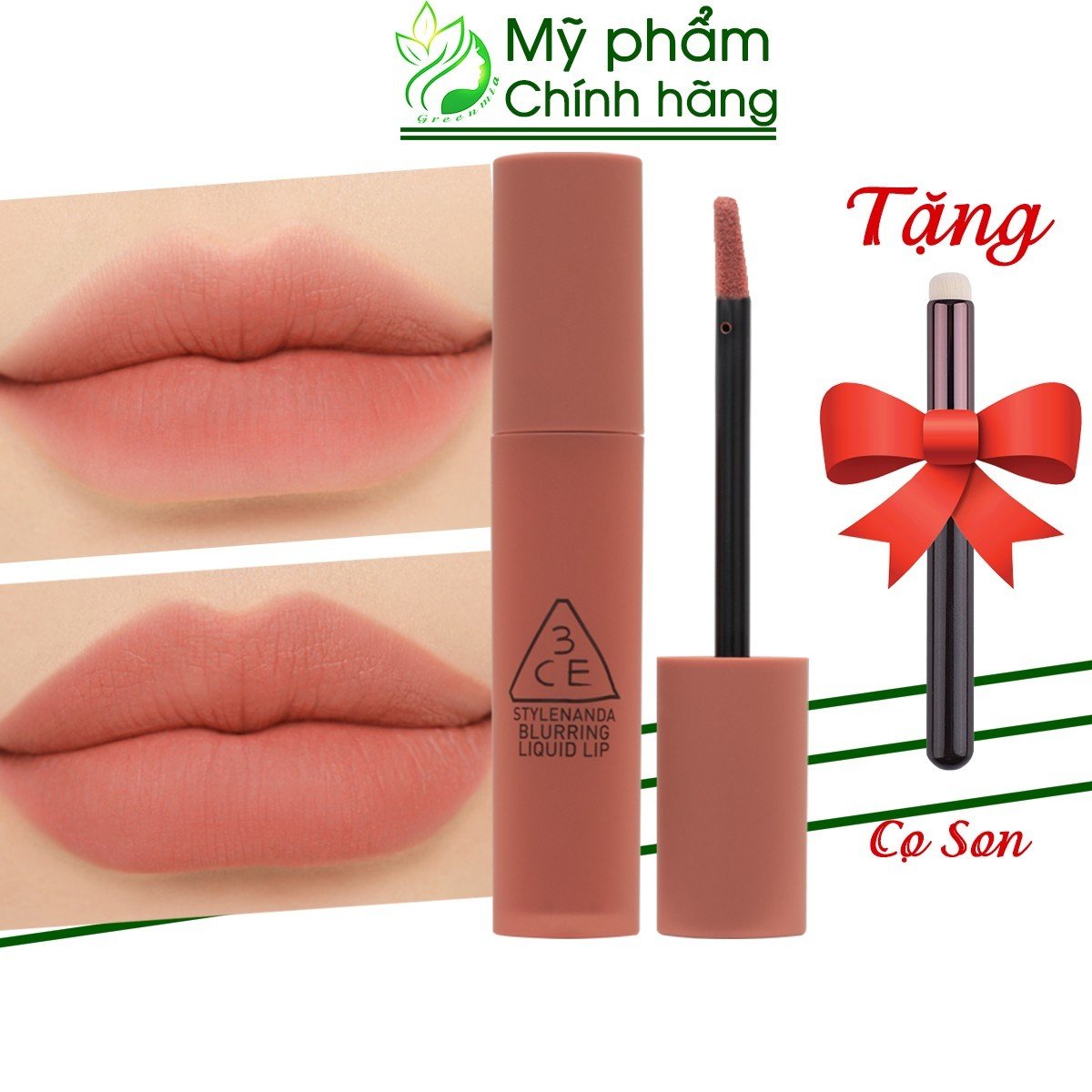 Son 3ce blurring liquid lip nude scene – màu hồng cam nude ấm tây tây chính hãng check hidden tag