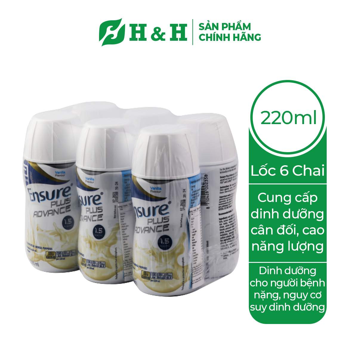 [HCM] Sữa Ensure Plus Advanced 1.5 Kcal Vanilla - Dinh dưỡng cho người BỆNH NẶNG nguy cơ SUY DINH DƯỠNG (6 chai x 200ml)