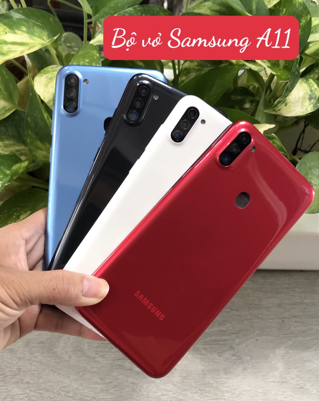 Bộ vỏ sườn Samsung A11 new (bộ gồm lưng,khung xương ,nút bấm,kính camera )