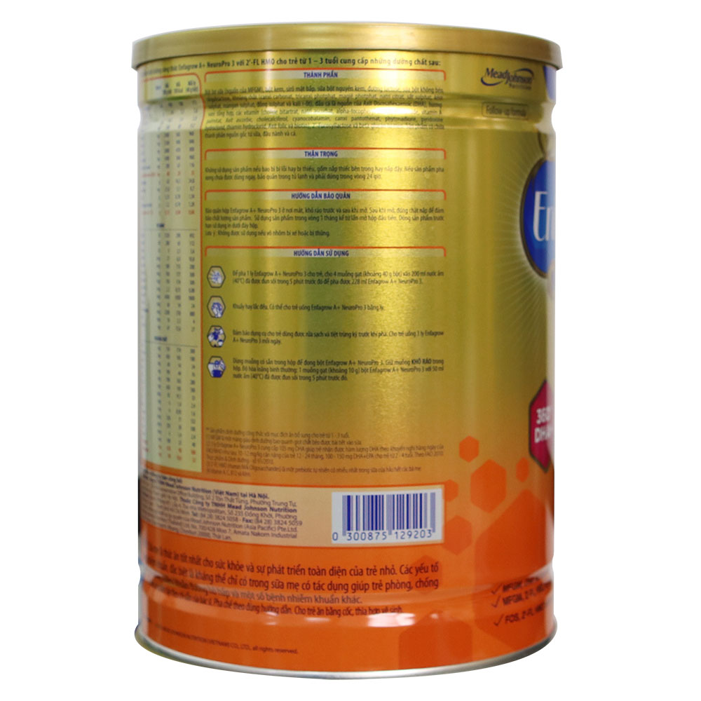 Sữa bột Enfagrow A+ 3 DHA + MFGM Pro 1,7kg (1 – 3 tuổi)