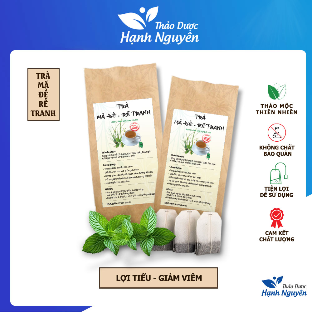 Trà túi lọc bông mã đề rễ cỏ tranh, giảm viêm đường tiết niệu, sỏi thận, bịch 30 túi lọc - Thảo Dược Hạnh Nguyên