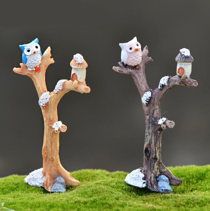 [HCM]Mô hình Nhà Cây Chim Cú Mèo trang trí tiểu cảnh thủy sinh terrarium chậu cây cảnh sen đá bánh kem xương rồng