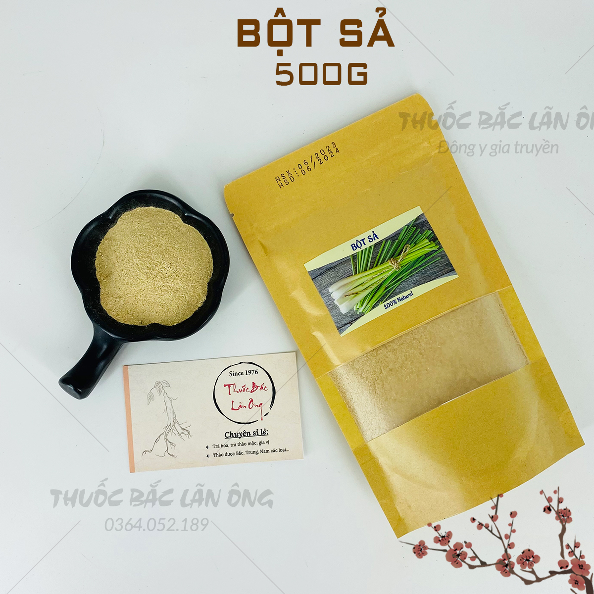 Bột sả nguyên chất 500g (Bột sả hữu cơ, xay mịn, gia vị tẩm ướp cho món ăn thơm ngon hấp dẫn)