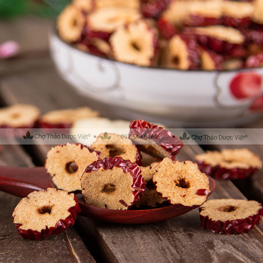 Táo đỏ thái lát 100g, trà táo đỏ sấy giòn, không vụn, dùng pha trà, chưng yến, nấu chè dưỡng nhan