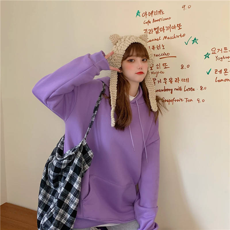 Áo HooDie Basic Trơn Unisex , Áo Nỉ Bông Trơn Tím