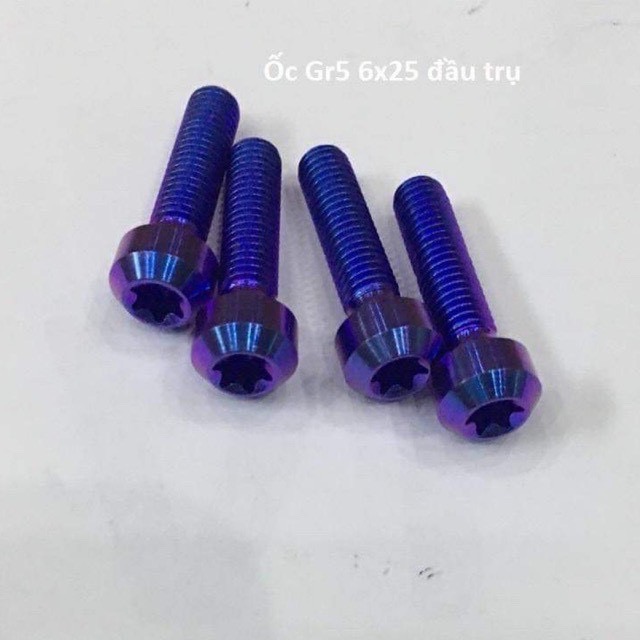(4 con) Ốc titan 6li25 trụ bắt cùm tay thắng  tay côn sonic  raider  msx  novadash  satria fz150  moto PKL