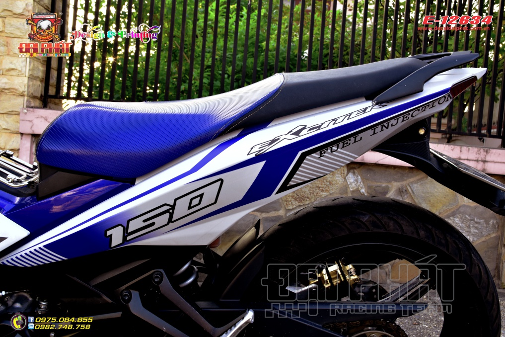 Tem Trùm Xe Exciter 150 MX King Xanh Bạc