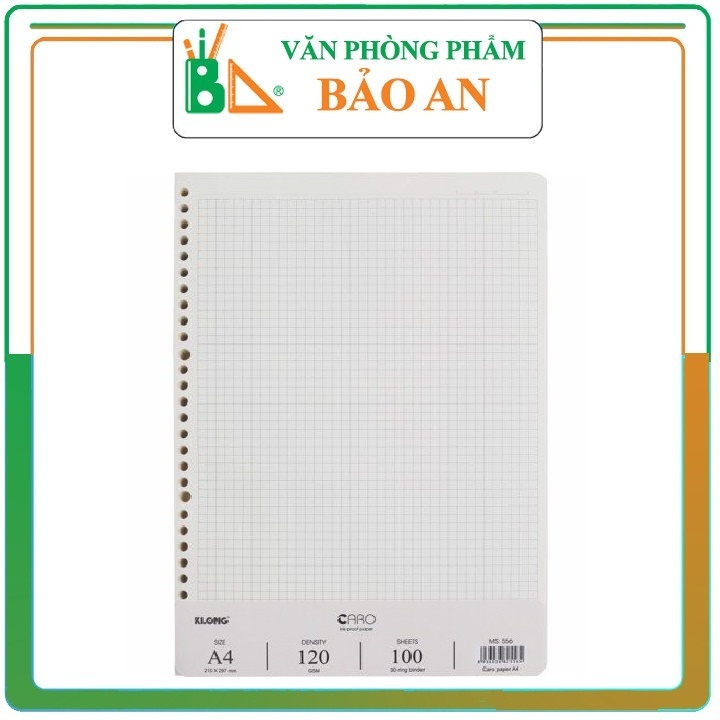 Ruột sổ còng caro khổ a4 klong 556 - 100 tờ, đl120gsm