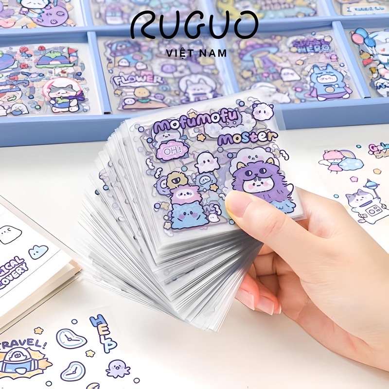 Sticker Cute 2D Dán Bình Nước, Laptop, Điện Thoại (1 Miếng Dán 8x8cm)