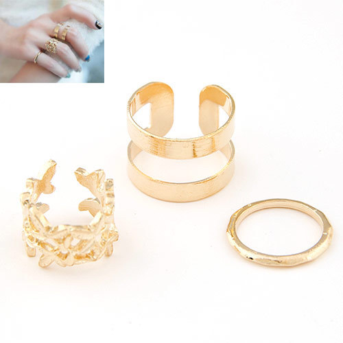 Nhẫn Thời Trang Hình Lá 3 Chiếc