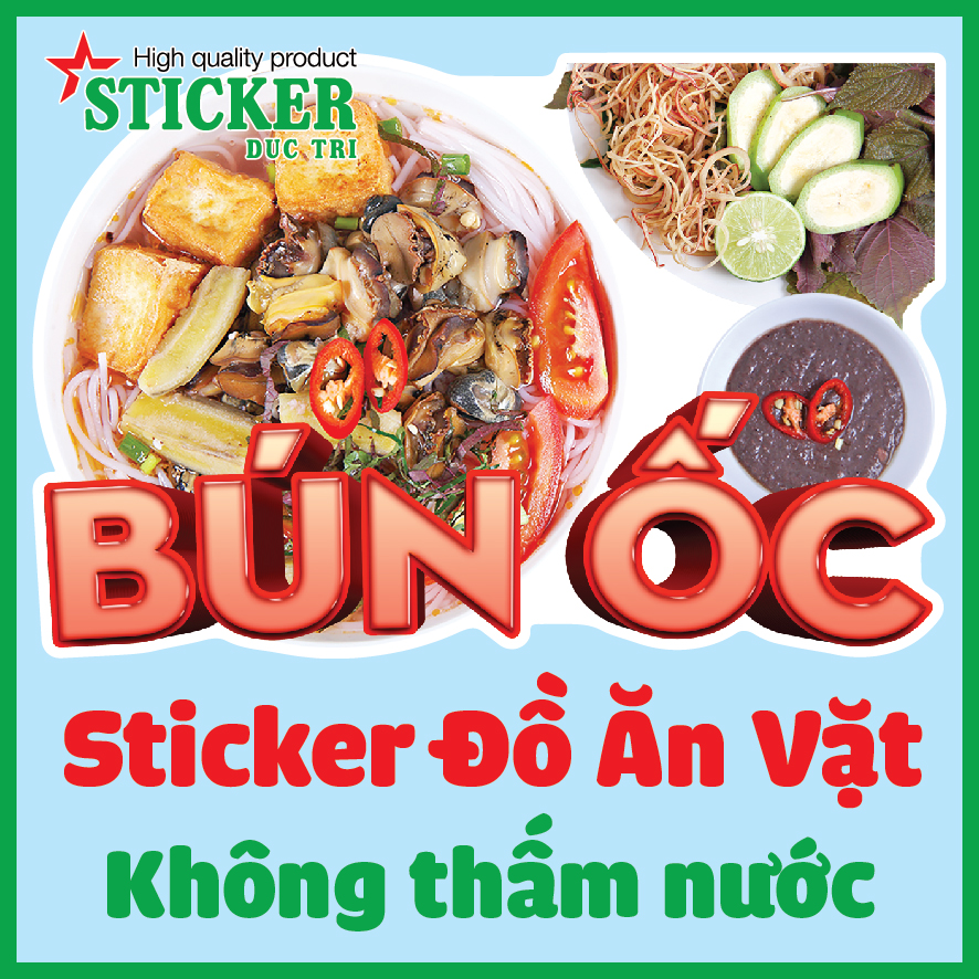 🔥🔥🔥 miếng dán decal trang trí quán, xe bán bánh canh cua, bánh canh ghẹ, bún ốc, bún riêu, canh bún... chống nước.