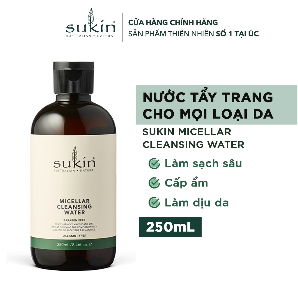 Combo tẩy trang và dưỡng da vùng mắt Sukin ( Nước tẩy trang Micellar 250ml + Serum dưỡng vùng da quanh mắt Signature 30ml)