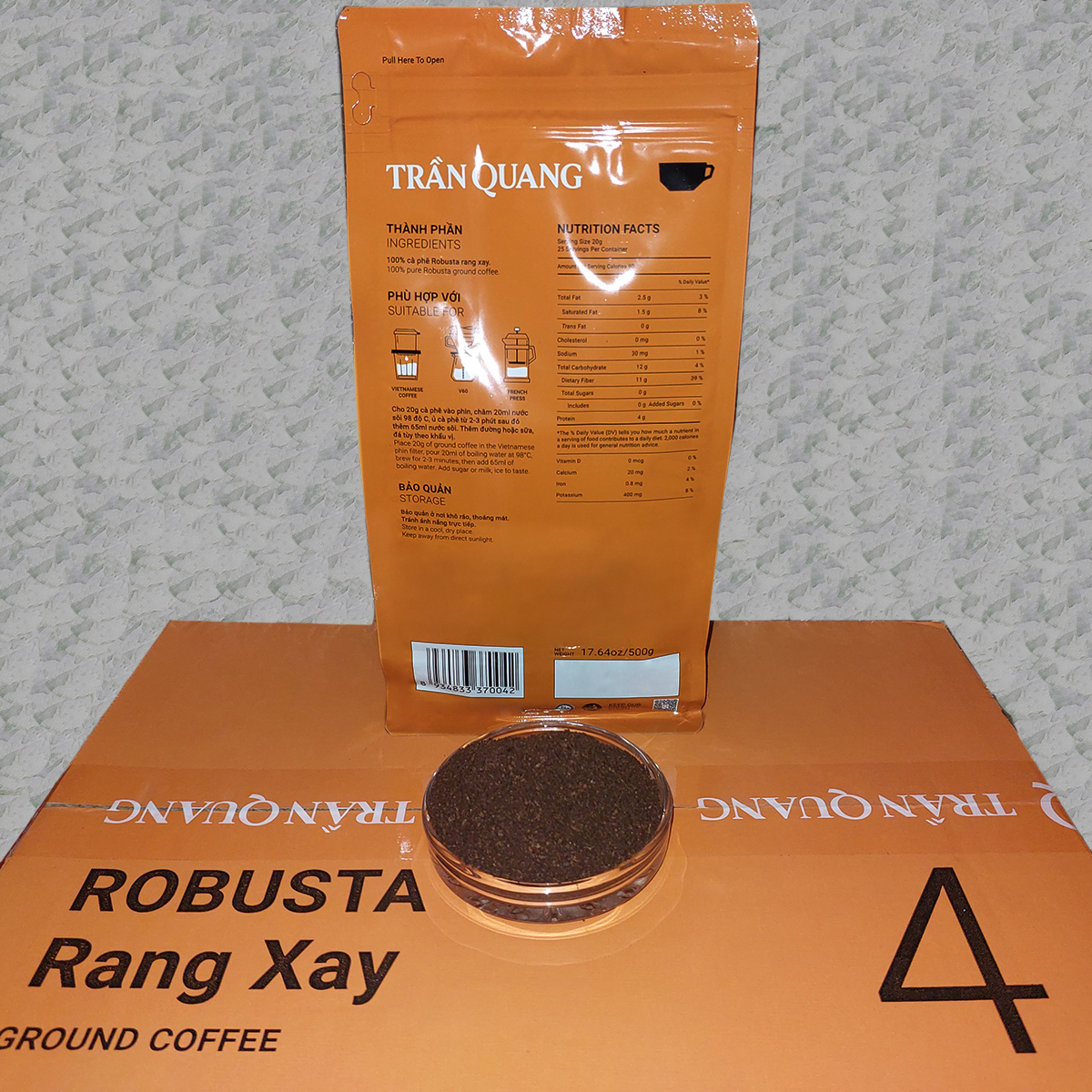 Cà phê rang xay số 4 (No4) Trần Quang bịch 500g (100% Robusta)