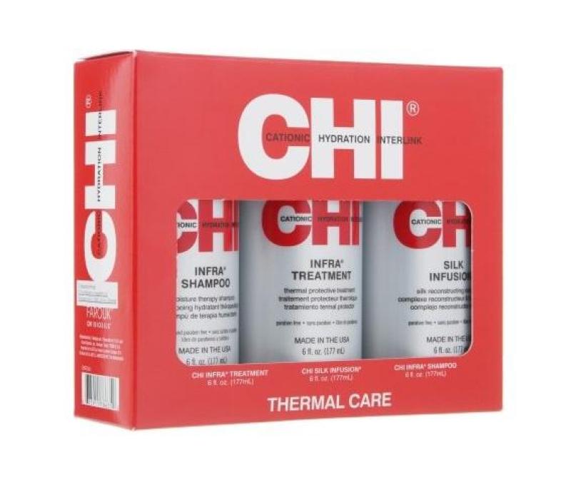 Bộ Kit dầu gội xả tinh dầu dưỡng tóc siêu mượt CHI Infusion oil Infra shampoo & Conditioner 177ml x 3