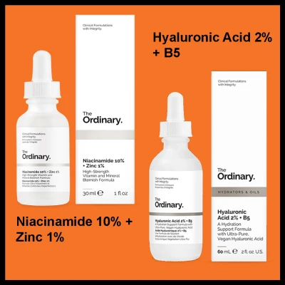 Combo Serum The Ordinary Niacinamide 10% + Zinc 1%, Serum The Ordinary Hyaluronic Acid 2% + B5