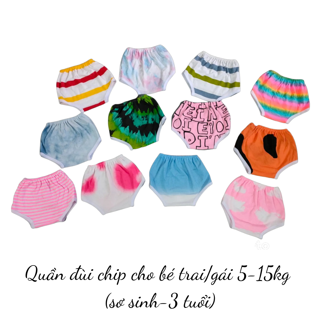 [Hoàn tiền 6%] (1 QUẦN) Quần chip đùi cho bé trai/gái 5-16kg, chất cotton mềm mát, co giãn, thấm hút tốt - Quần bỏ bỉm cho bé/ Quần chục đùi cho bé