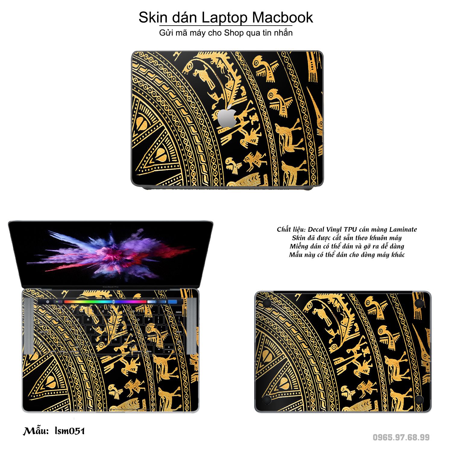Decal Skin dán Macbook, laptop mẫu Trống Đồng Đông Sơn - lsm051