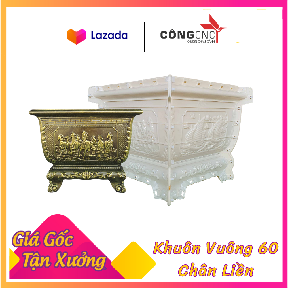 Khuôn Chậu Vuông 60 Chân Liền (Song Mã- Thuyền Buồm)