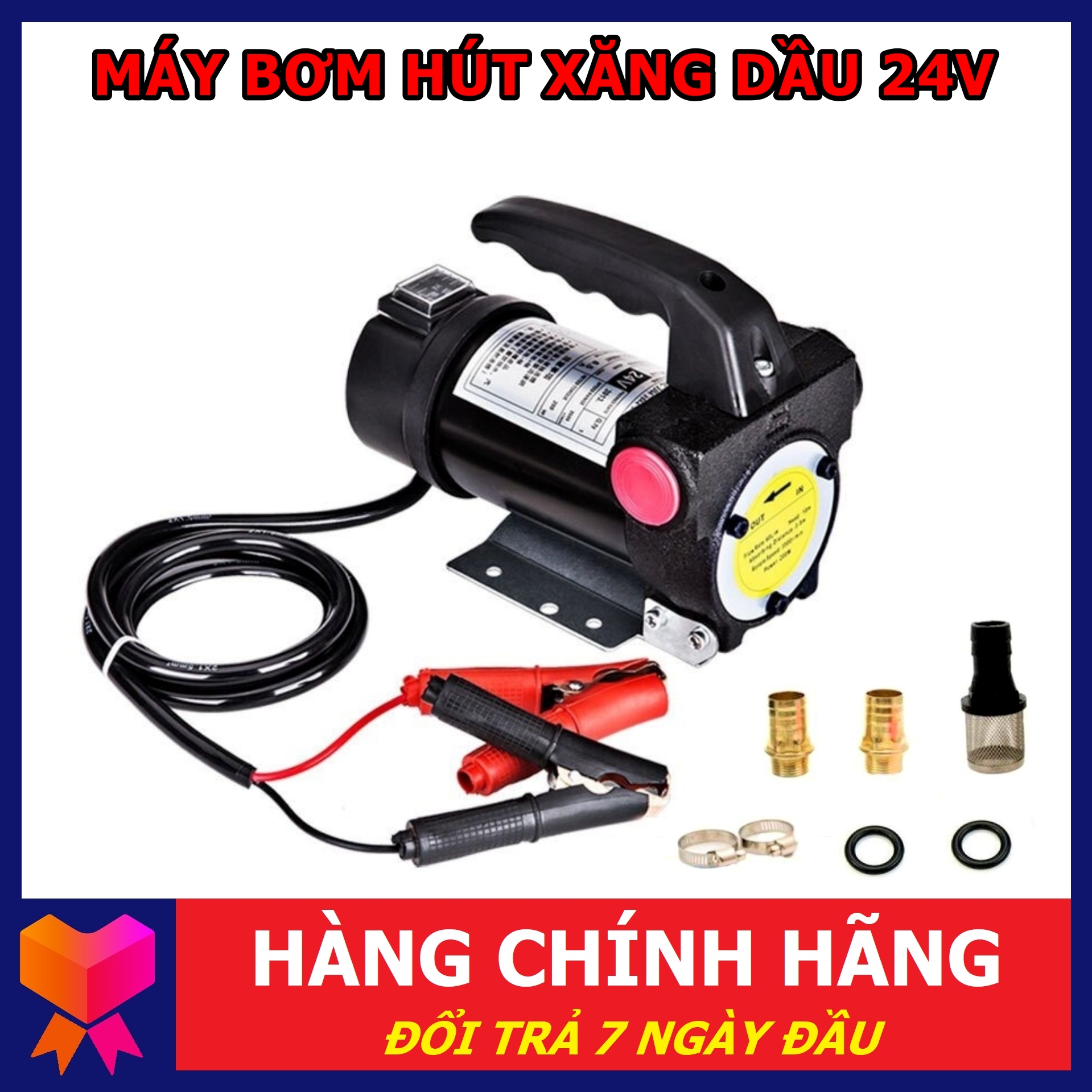 Máy bơm dầu nhớt 24V, dùng bơm dầu diesel, bơm dầu thủy lực, bơm dầu nhớt bôi trơn, bơm được xăng và hóa chất