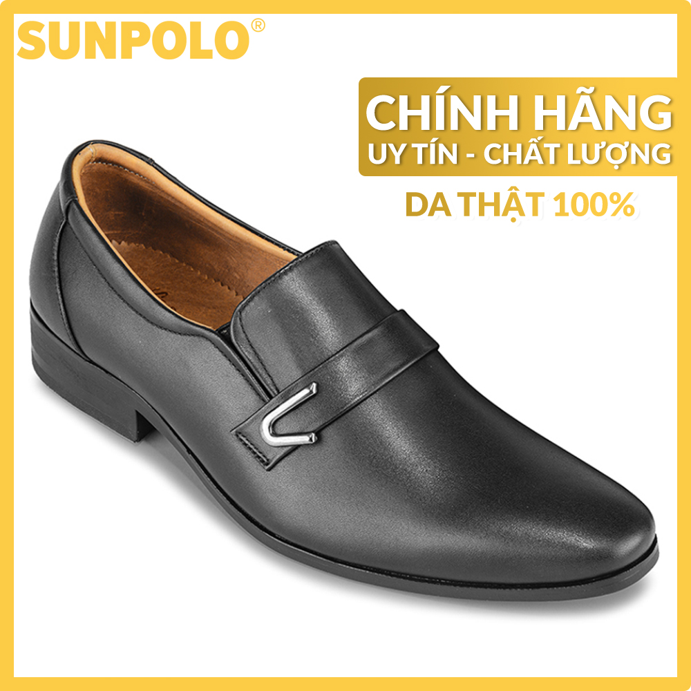 Men leather formal shoes SUNPOLO SUKT116DN (black, brown)