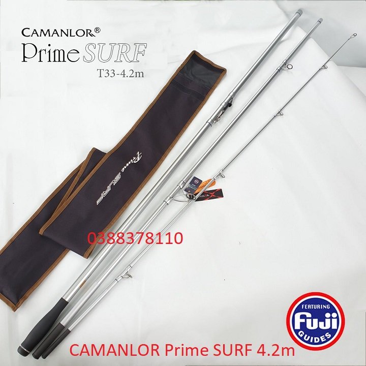 Cần câu cá 3 khúc xa bờ camanlor prime surf 4.2m khoen pat fuji tải cá lớn cần câu lục, câu sông hồ đập - c3k002