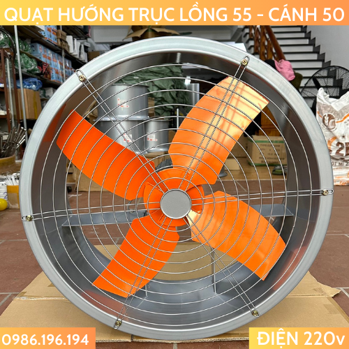 Quạt hút tròn quạt hướng trục công nghiệp sải cánh 500 . điện 220 - 1400v/p - 4 cánh sắt
