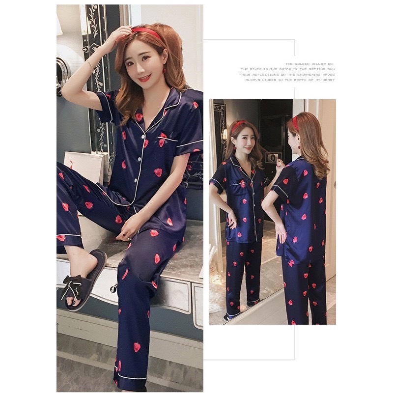 [HCM]SET BỘ  NGỦ PIZAMA LỤA - Y23