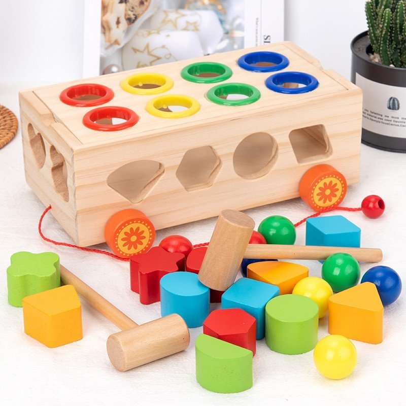 0 to 6 years old kids counting cube drop out car toys 2.6yrs old O. method figures toy benrikids smart wooden toys