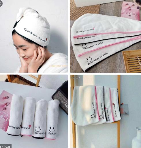[HCM]Khăn Quấn Tóc Mũ Trùm Đầu Giúp Tóc Khô Nhanh