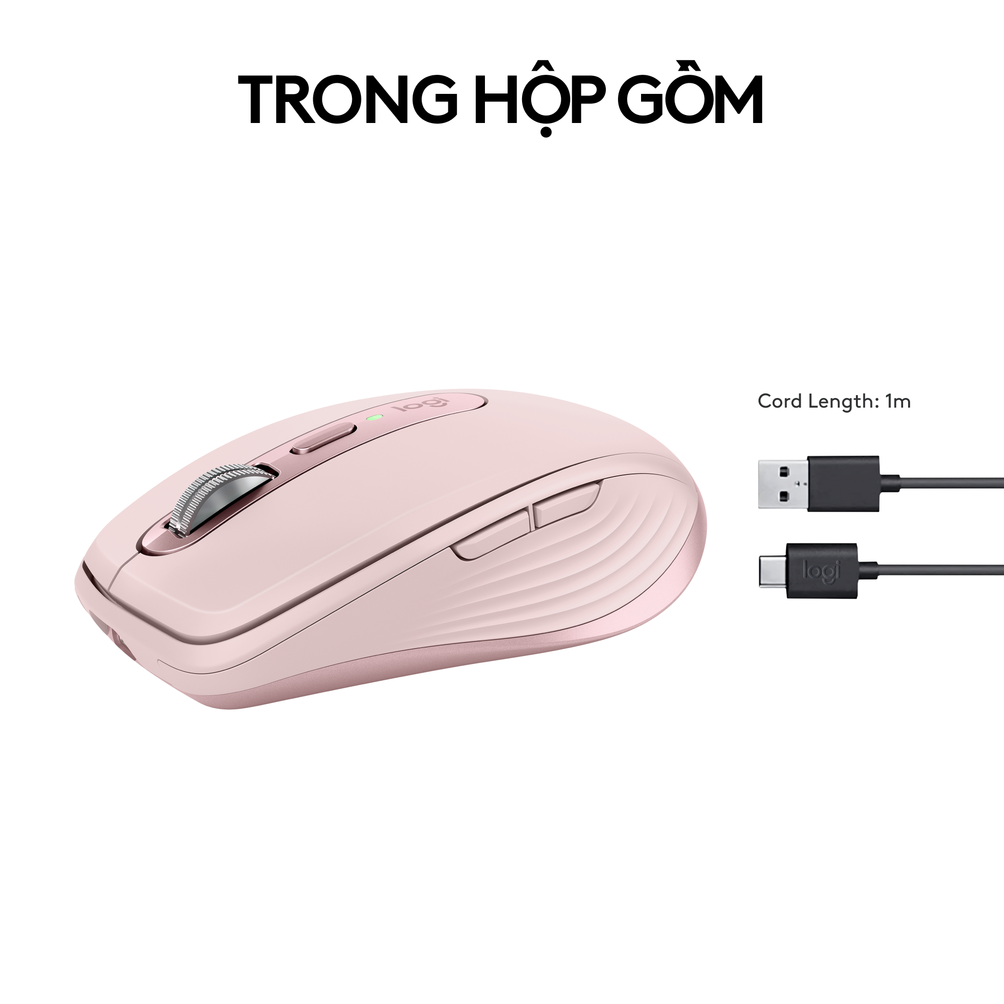 Chuột không dây Logitech MX Anywhere 3S Silent - Cuộn nhanh, 8000 DPI, lướt trên mọi bề mặt, USB C, Bluetooth, Windows PC, Linux, Chrome, Mac