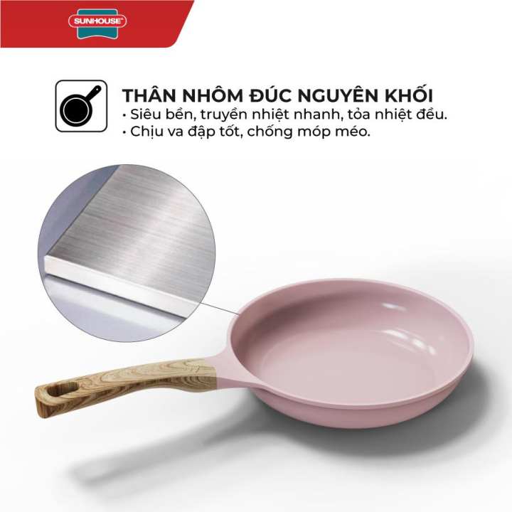 Chảo siêu bền đá đáy từ Dura pro SUNHOUSE DP26MF màu hồng pastel siêu đẹp - Chống dính an toàn - Hình ảnh 5
