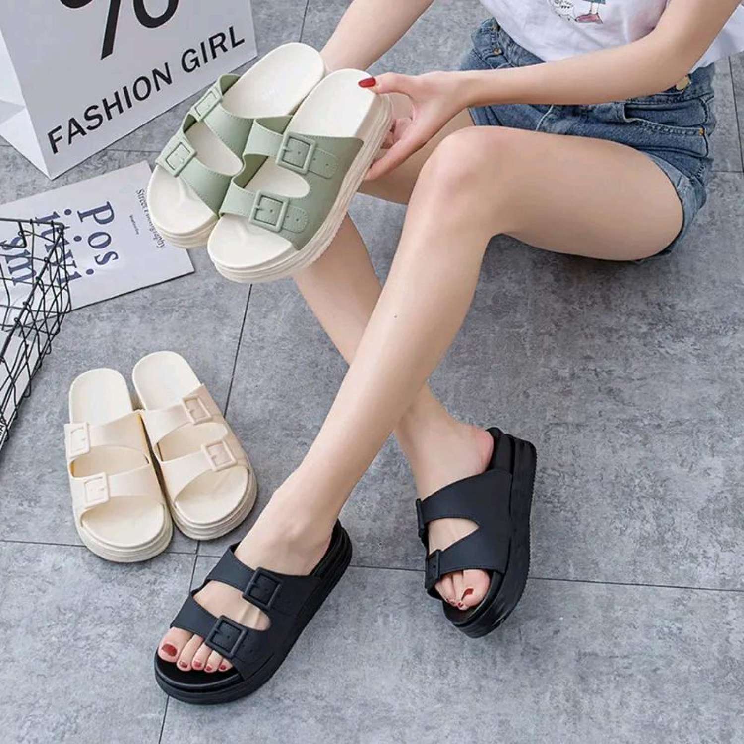 Dép Nữ Tăng Chiều Cao Đế 2 Tầng 5cm (Fom nhỏ Tăng 1 Size)