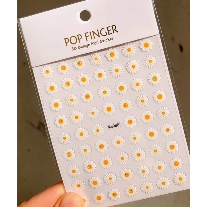 Sticker hoa dán móng tay nail hoa trắng