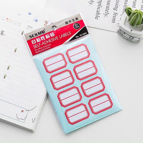 Bộ 12 tờ Sticker Name kẻ ô