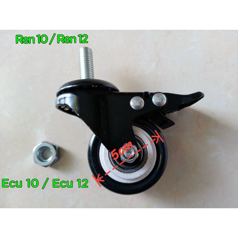 Bánh xe đen dùng cho chân bàn máy may (COMBO 4 CÁI, TẶNG KÈM ỐC)